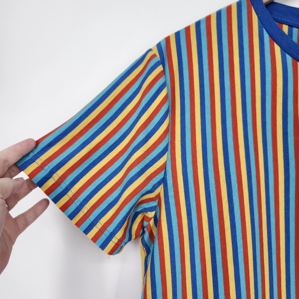 Nickelodeon Spongebob Squarepants T-Shirt Size M Bright Stripe Kidcore Rainbow - Picture 3 of 6